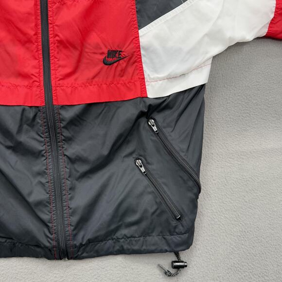 Nike Jacket Mens Small Red Black White Colorblock Windbreaker Full Zip Swoosh - Picture 9 of 10